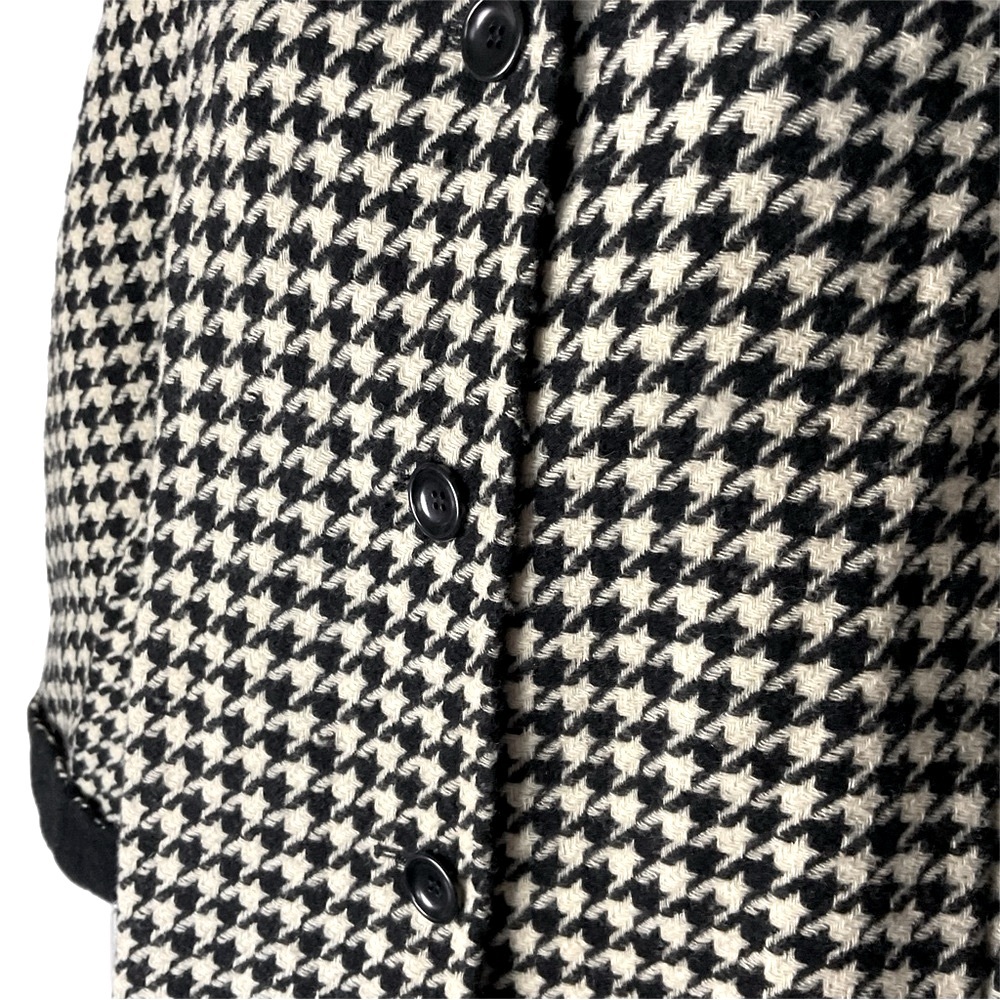 Talbots Small Petite Black & Ivory Cream Houndstooth Wool Blend Blazer Pockets - Picture 2 of 14